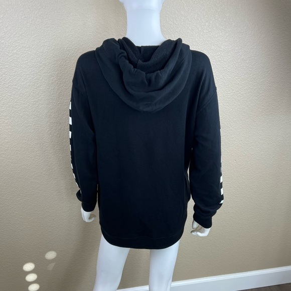 Victoria’s Secret Pink Checkered Long Sleeve Black Pullover Hoodie Sweatshirt - Picture 5 of 9